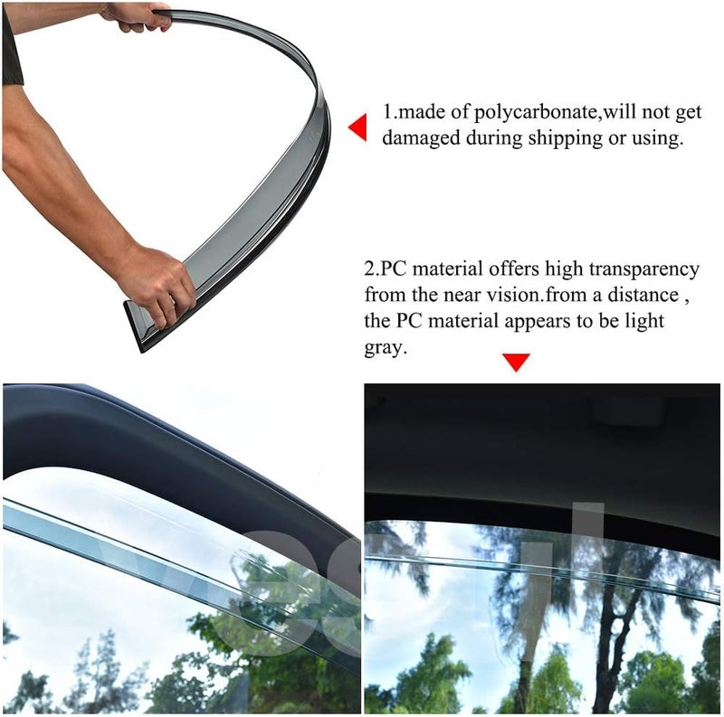 Vesul Tape on Polycarbonate Rain Guards Window Visors Compatible with Ford Fusion 2013-2020 Window Wind Deflector Shield Cover with 304 Stainless Steel Trim - Image 3
